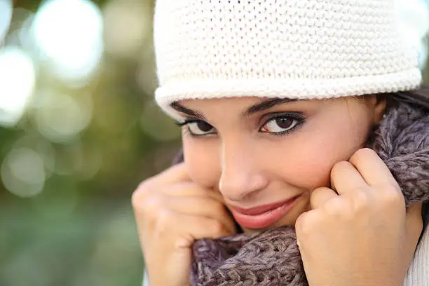 Photo of Beautiful arab woman portrait warmly clothed