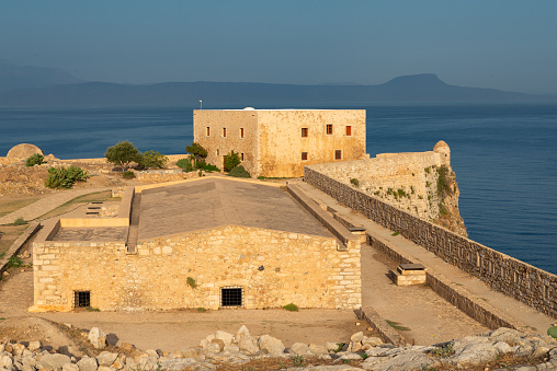 Buildings at the historic Fortezza Fortress in Rethymno, Crete, Greece.