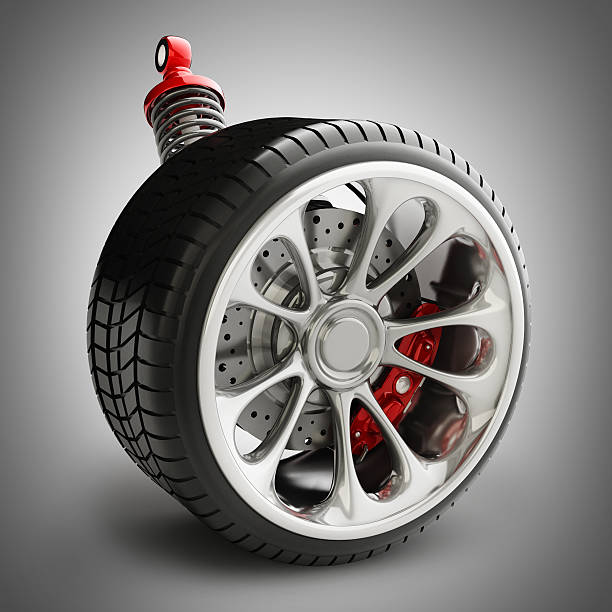 istock Wheel, shock absorber and brake pads 184821727