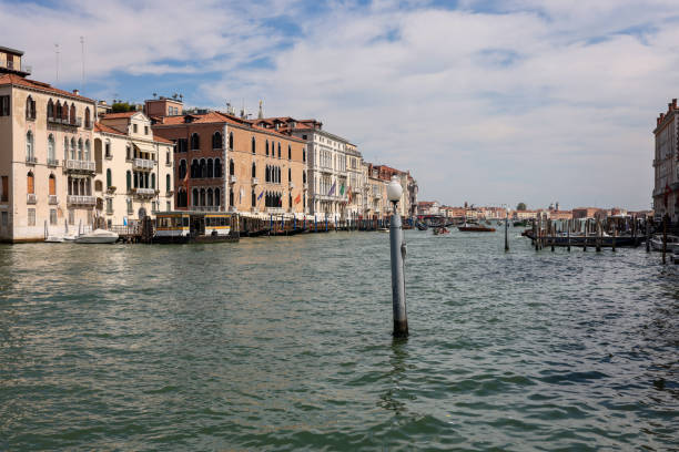 View of the Grand Canal from the terrace at the Peggy Guggenheim Collection in Venice Venice, Italy - September 5, 2022: View of the Grand Canal from the terrace at the Peggy Guggenheim Collection in Venice peggy guggenheim stock pictures, royalty-free photos & images