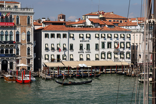 Venice, Italy - September 5, 2022: View from Punta della Dogana of the palaces and beautiful houses along the Grand Canal in the San Marco district of Venice