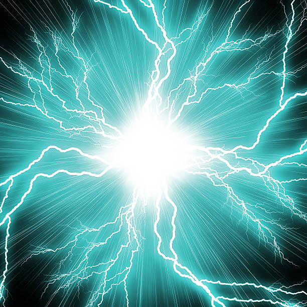 istock Electric flash of lightning on a blue background 184825102