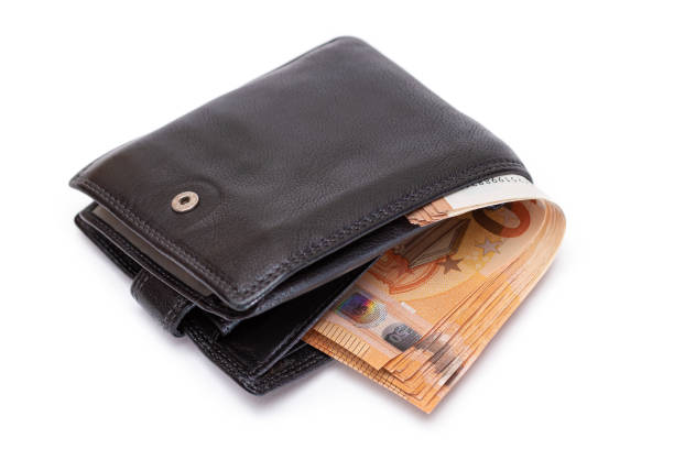 istock Black Leather Men Wallet with Fifty Euro Banknotes Inside - Isolated on White 1848266211