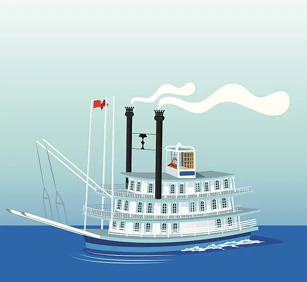 Vector illustration of Mississippi and Boat