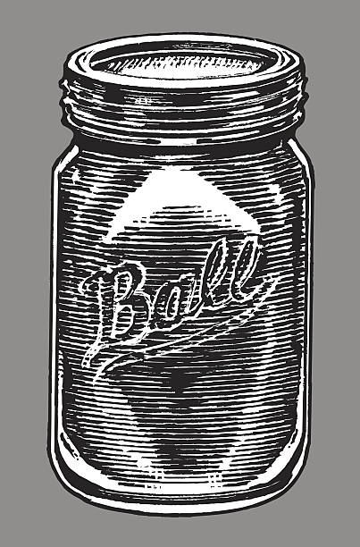 ilustrações, clipart, desenhos animados e ícones de bola pote de conserva e conserva - jar canning food preserves