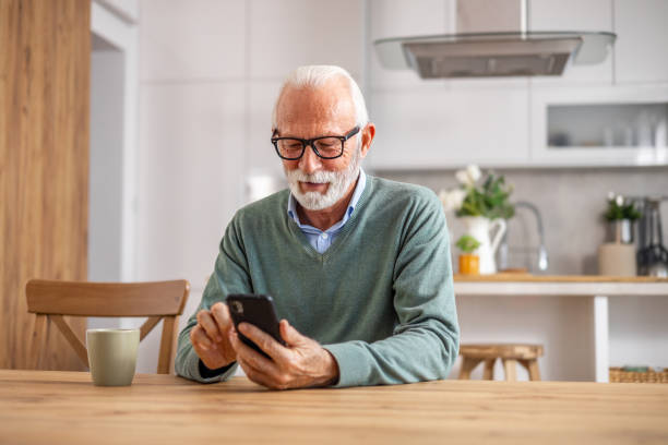istock Senior man, pensioner, drinking morning coffee 1848316563
