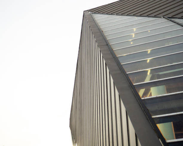 istock Modern geometric architecture from a special angle. Part of a modern gloomy building. 1848321751