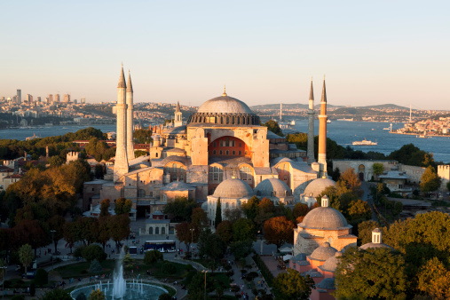 historical suleymaniye mosque in clear blue sky. It's monument ancient mosque located in istanbul.