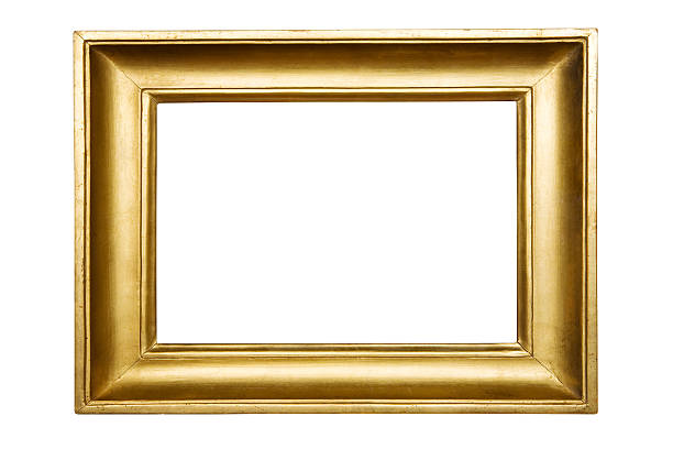 revestidos de ouro moldura de quadro (traçado de recorte incluído - picture frame classical style elegance rectangle imagens e fotografias de stock