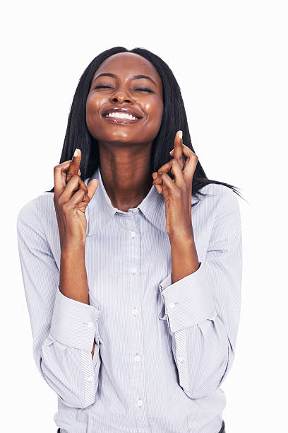 istock Superstitious business woman 184833555