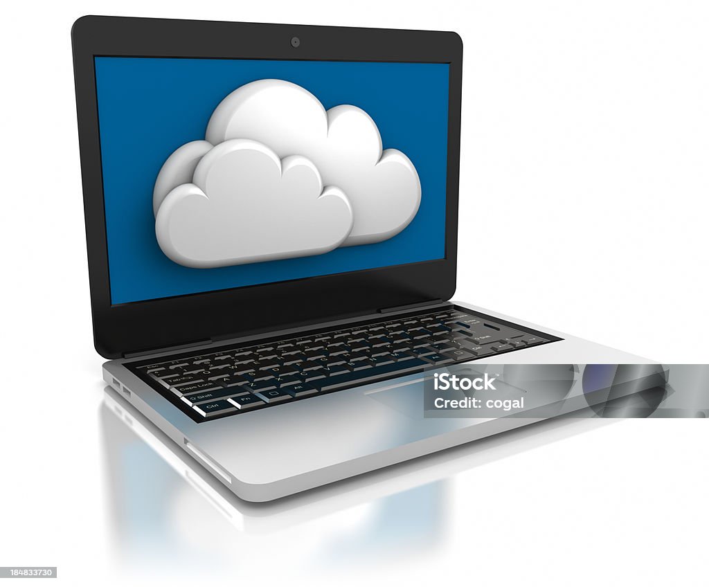 Cloud computing e il computer portatile. - Foto stock royalty-free di Applicazione mobile