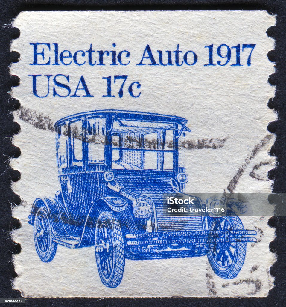 Elektrisches Auto Stamp - Lizenzfrei Elektroauto Stock-Foto