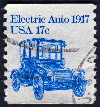 Cancelled United States Of America Stamp Featuring An Electric Car From 1917