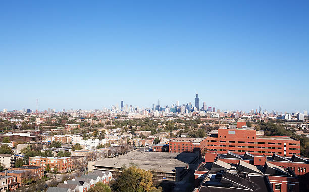 Chicago skyline from the West Side stock photo