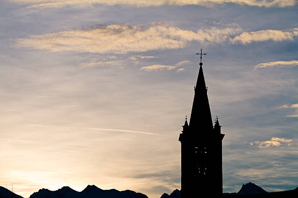 istock Steeple at dusk, Aosta 184834930