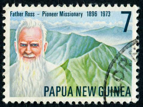 Cancelled Stamp From Papua New Guinea Showing Father Ross An American Missionary