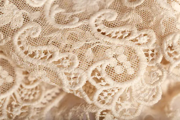 Photo of Close-up of an off white lace piece of material