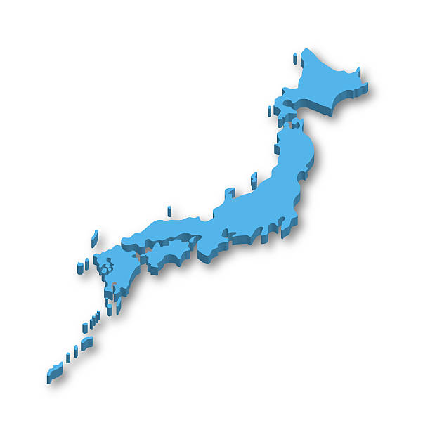3D map of Japan stock photo