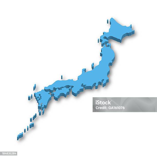 3d Map Of Japan Stock Photo - Download Image Now - Japan, Map, Three Dimensional