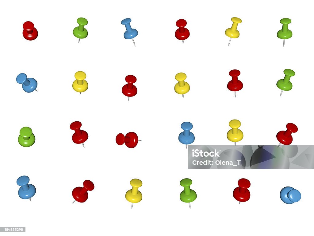 Thumbtacks "Set of thumbtacks, 3D render" Blue Stock Photo