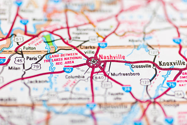 nashville, tennessee mapa - tennessee map usa nashville imagens e fotografias de stock