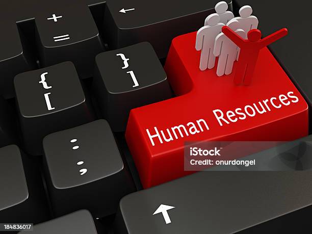 Красный Людских Ресурсов На Механический Клавиатуры Ключ — стоковые фотографии и другие картинки Бизнес