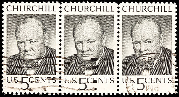 gli stati uniti francobolli postali - winston churchill foto e immagini stock