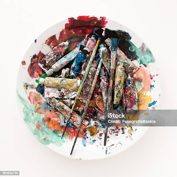 Used Gouache Paints Stock Photo - Download Image Now - Paint Tube, Cut Out, White Background