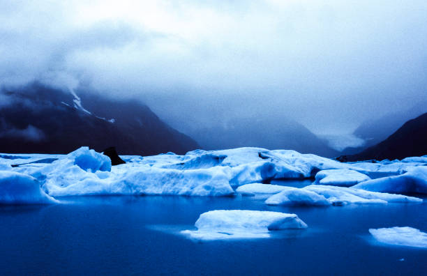 Early morning view of the Portage Glacier on the Kenai Peninsula near Anchorage.Taken near Portage, Alaska, USA