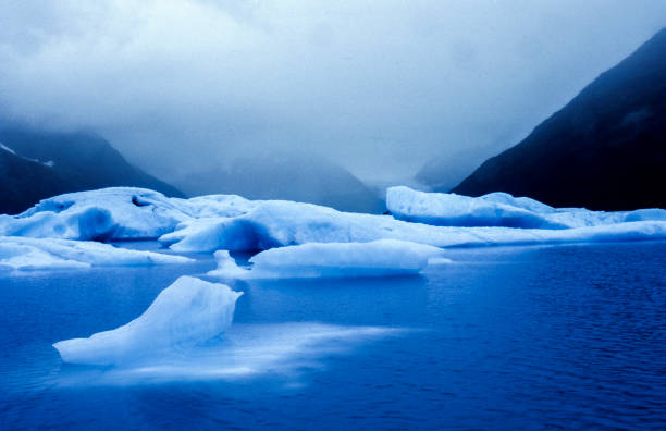 Early morning view of the Portage Glacier on the Kenai Peninsula near Anchorage.Taken near Portage, Alaska, USA