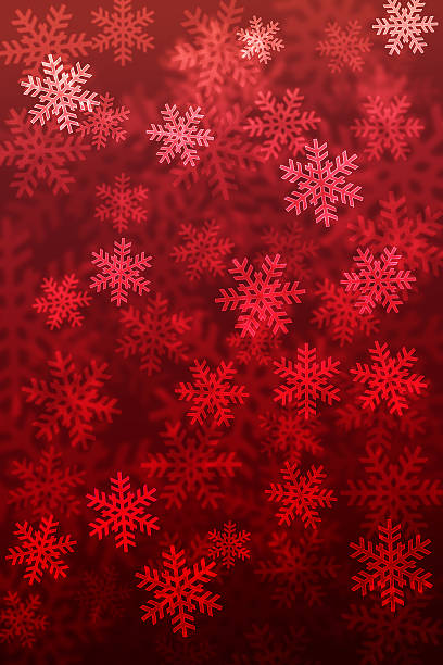 Red gradient background of snowflakes