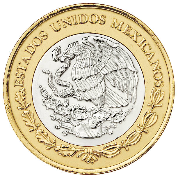 istock Reverse of ten pesos Mexican coin with clipping path 184837422