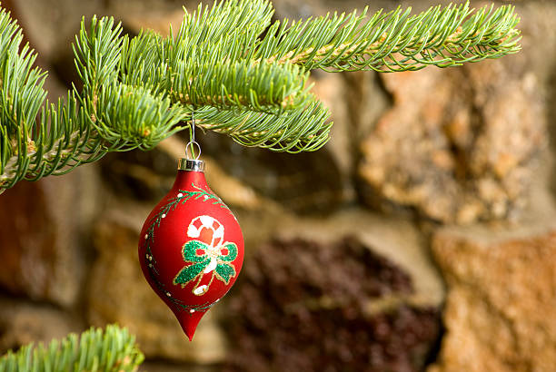 istock Christmas orenment on a pine bow 184838067