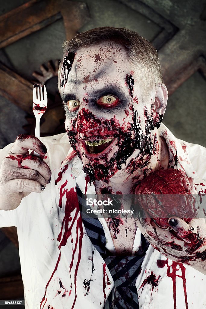 Bloody Zombie comer cérebro - Royalty-free Cutelaria de Plástico Foto de stock