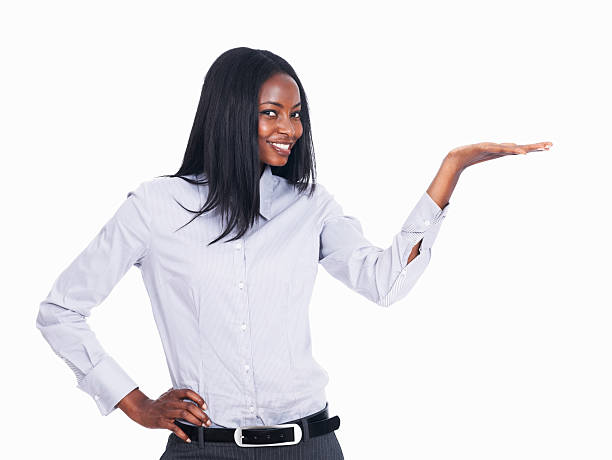 istock Woman showing your product 184838424