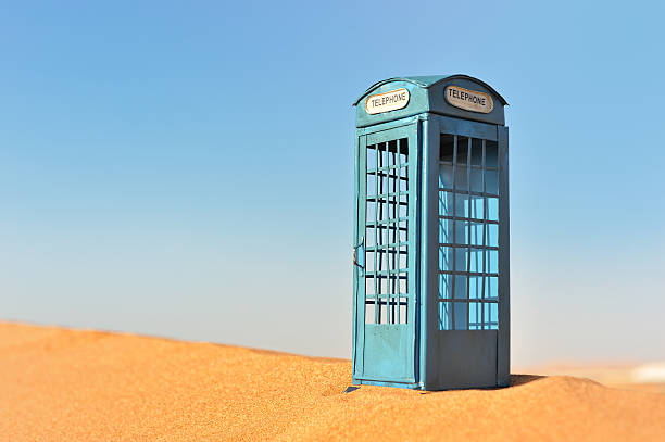 phone booth deserted stock photo