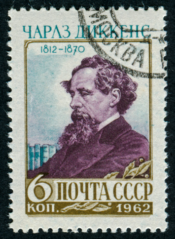 Cancelled Stamp From The Soviet Union Featuring Charles Dickens, The Famous British Writer