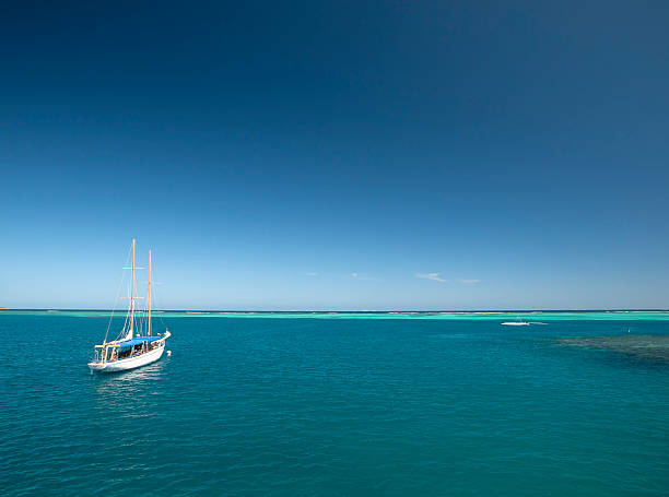 Sailboat in a beautiful blue ocean in Fiji