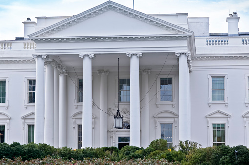 The north facade of the White House.