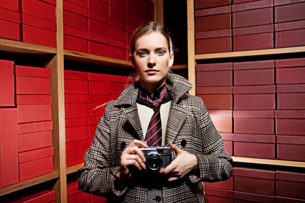 Woman with dandy style in a shoe store