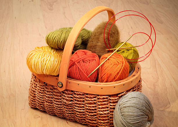 Circular knitting needles stock photo