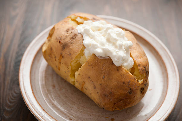 Baked Potato with cottage cheese.