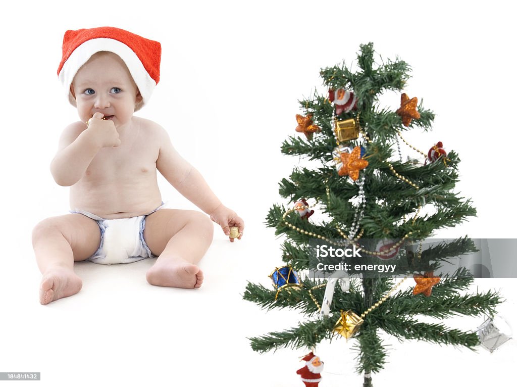 Rapaz Decorando a Árvore de Natal - Royalty-free 12-23 Meses Foto de stock