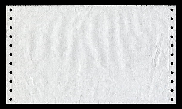 white dot matrix printer paper textured isolated on black background - 穿孔 個照片及圖片檔