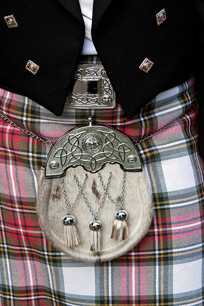 istock sporran on red and white Scottish kilt 184841866