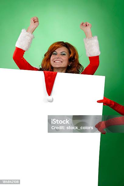 Happy Christmasenglische Redewendung Stockfoto und mehr Bilder von 20-24 Jahre - 20-24 Jahre, Arme hoch, Attraktive Frau