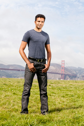 Portrait of a young persian man standing outdoors in San Fransisco in front of Golden Gate bridge. You might also be interested in these: