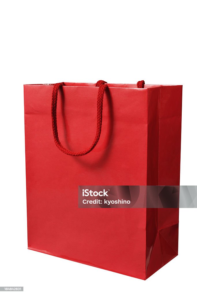 絶縁ショットレッドのブランク白い背景の上のショッピングバッグ - からっぽのロイヤリティフリーストックフォト