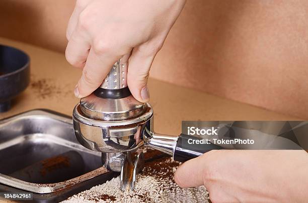 Tamping Espresso Stock Photo - Download Image Now - Coffee - Drink, Coffee Tamper, Espresso