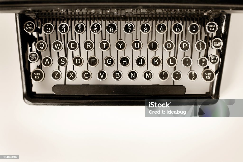 Nahaufnahme Farbe Bild von Vintage Schwarz Schreibmaschine Schlüssel - Lizenzfrei Alphabet Stock-Foto